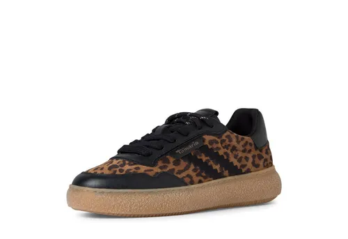Tamaris Plateausneaker mit Kontrastbesatz, braun, 36 EU - Modischer Freizeitschuh mit 3 cm Plateauabsatz und animal-print Optik. Der bequeme Halbschuh aus Lederimitat bietet herausnehmbare Innensohlen und ist ideal für den Alltag.
