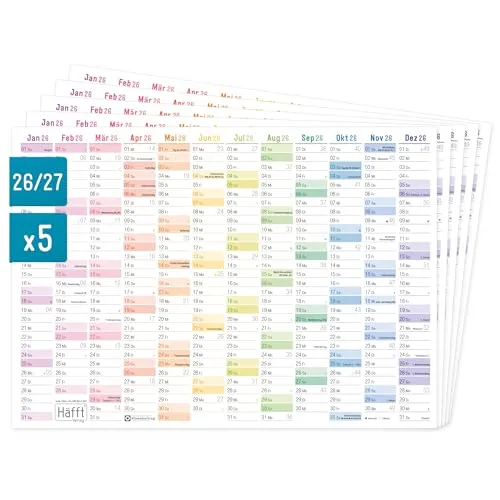 Häfft® 5 x Wandkalender 2026 A4 quer