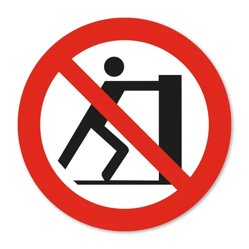 Verbotsaufkleber P017 Schieben verboten nach DIN EN ISO 7010 I Ø 10 cm I hin_802