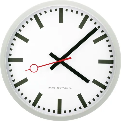 Eurotime Wanduhr 59530-07 Funkuhr, Ø 35 cm - Elegante Funkuhr mit hochwertigem Aluminium-Rahmen und lautlosem Uhrwerk, ideal für stilvolle Wohnräume.