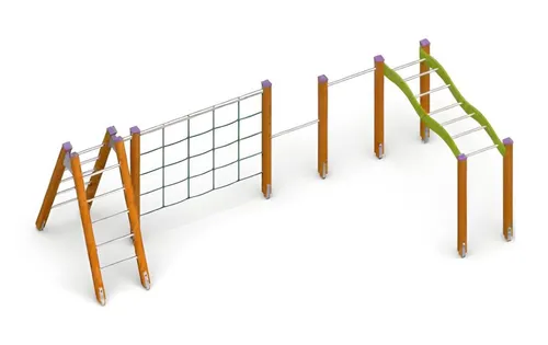 Spielplatz Kletterkombination Seilweg Übungsbrücke - Abenteuerliche Kletterkombination für Kinder von 1-11 Jahren, ideal für aktive Freizeitgestaltung im Garten, mit moderner Optik und robuster Bauweise.