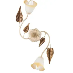 Deckenleuchte, Weiß, Beige, Metall, Glas, Blätter,Blätter, 23x26x60 cm, Lampen & Leuchten, Innenbeleuchtung, Leuchten nach Räumen, Schlafzimmerlampen