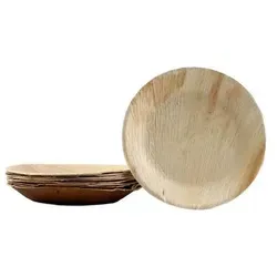 10x runder Teller aus Palmblatt Größe 25 cm