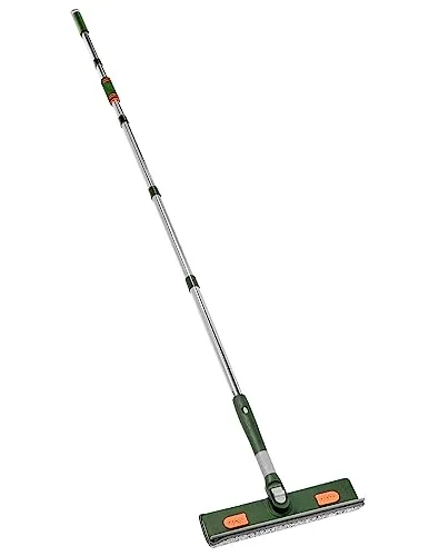 QWORK Fensterwischer-Reiniger, bodenabzieher dusche, von 29 bis 200 cm 2in1 ausziehbarer Griff, 180° schwenkbarer Kopf, zum Reinigen von Fenstern, Böden, Autos