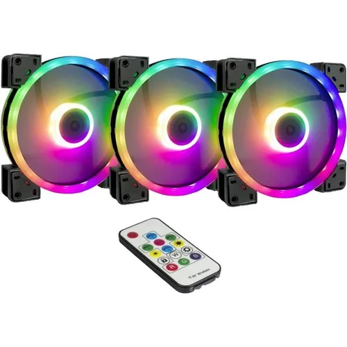 Inter-Tech Argus RGB-Fan Set RS14 - Gehäuselüfter Set mit 3x 140mm Lüftern, leise bei 22 dB(A) und beeindruckender RGB-Beleuchtung, perfekt für eine stylische Kühlung in deinem PC.