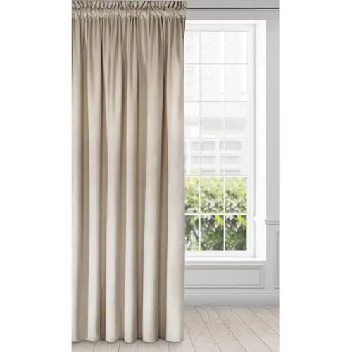 Eurofirany Melanie Vorhang Samt Velvet Kräuselband -1 STK. Weich Edel Gardine 200g/m² Elegant Glatt Einfarbig Flauschig Modern Klassisch Wohnzimmer Schlafzimmer, 140x270 cm, Beige