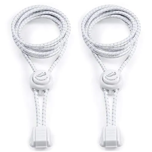 SCHNÜRRLIE Elastische Schnürsenkel - Gummi Schnellschnürsystem ohne Binden - Kinder, Erwachsene - 1 Paar: Weiß