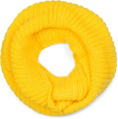 styleBREAKER Unisex Feinstrick Loop Schal einfarbig | Weicher elastischer Winter Schlauchschal in Feinripp Optik | Warmer Strick Loop für Damen und Herren, Gelb