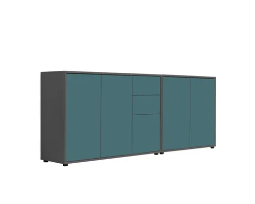BMG Möbel Kommode Sideboard Mailand Set 10 in verschiedenen Ausführungen (2tlg), Korpus in Anthrazit, mit Anti-Fingerprint-Beschichtung