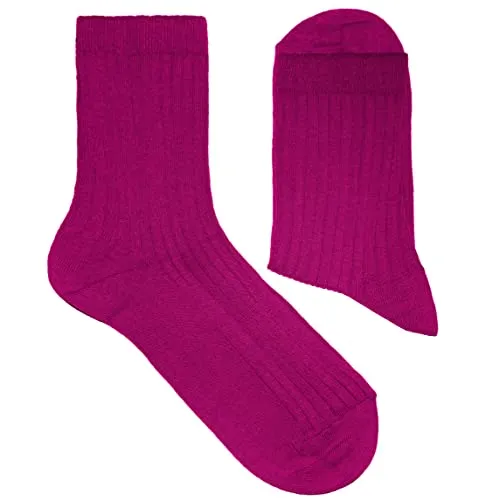 Weri Spezials Damen Socken Casual Rippe aus Baumwolle in mehreren Natur Farben (39-42, Purplewein)