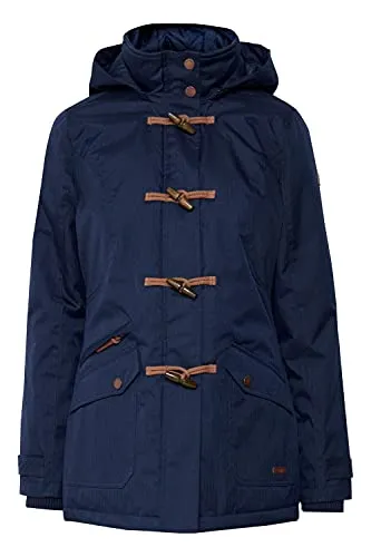OXMO Parka OXBrooke - Warme Jacke mit abnehmbarer Kapuze in Blau (Größe M) - Funktionsjacke mit abnehmbarer Kapuze, ideal für kalte Tage. Hochschließender Kragen und Pattentaschen bieten zusätzlichen Komfort und Stil.