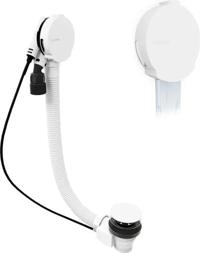 Ablaufgarnitur mit Einlauf, weiß, 800mm - Hochwertige Ablaufgarnitur in Weiß, 800 mm lang, aus robustem ABS und Messing. Ideal für den professionellen Einsatz in Badezimmern und Küchen. Lieferung ohne Dekoration.