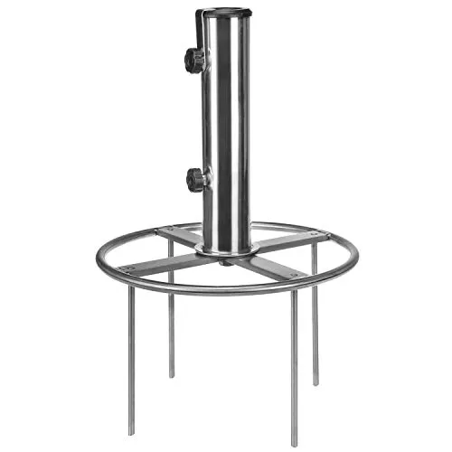 anndora Bodenspieß XL Edelstahl - Sonnenschirmständer für Rasen - Vielseitiger Sonnenschirmständer aus Edelstahl, rasenschonend und einfach zu handhaben. Mit Adapterringen für verschiedene Stammdurchmesser und schirmschonender Fixierung.
