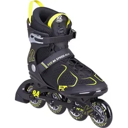 K2 F.I.T. 84 SPEED ALU Inline Skate - black/yellow, Größe 42,5 - Inliner für Fitness und Outdoor-Workout, mit Aluminium-Schiene für Stabilität und K2 Softboot für höchsten Komfort.