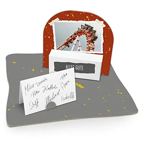 itenga Geldgeschenk I Motiv Achterbahn Foto/Freizeitpark I Mitbringsel I Gutschein I Geschenkverpackung mit Bodenplatte, Geschenkkarte und Stickerbogen - zum Basteln und Dekorieren