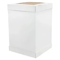 KAPAK Tortenkarton Weiß 34x34x45 cm für hohe Torten mit Sichtfenster - Weiß