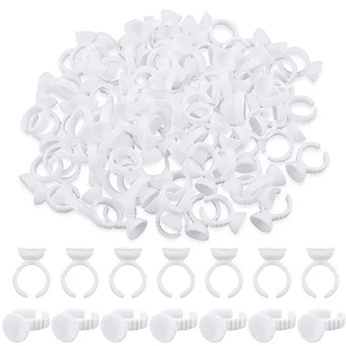 Kleber Ring 400 Pcs Wimpernverlängerung Kleber Halter Künstliche Wimpern Kleber Halter Kunststoff Kleber Halter Ringe für Salon Individuelle Extensions Wimpernverlängerung Makeup Tattoo