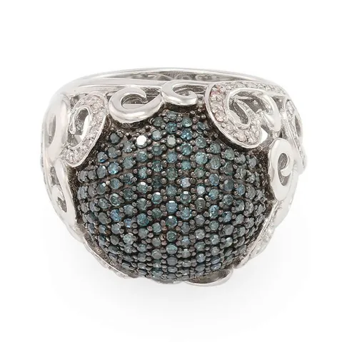 Cavill Diamantring Cavill Damenring 925 Sterling Silber, 1 ct Blauer Diamant, Pavé (1-tlg)