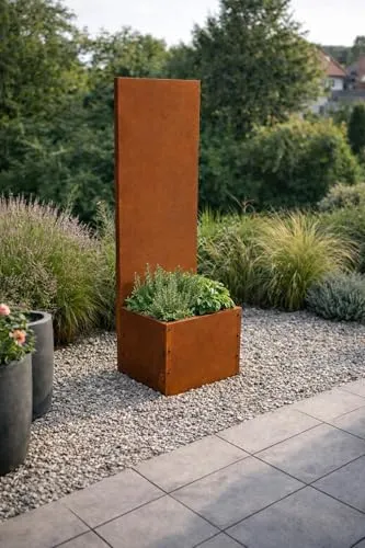 ESTEXO Sichtschutzelement Edelrost 150 cm mit Hochbeet - Dekorativer Sichtschutz aus Edelrost-Stahl, 150 cm hoch und ideal für Garten und Terrasse. Jedes Element hat eine einzigartige Rost-Patina und dient gleichzeitig als Hochbeet.