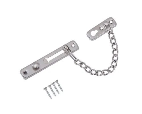 HOOZ Türriegel mit Kette aus Edelstahl mit Schrauben für Innentüren und Fenster, Din Rechts und Din Links, (Set, Türsicherheitskette), mit bequemen Schiebemechanismus