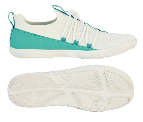 Ballop Barfussschuhe Sneaker Tilava - Leicht & Atmungsaktiv in Cremeweiss/Grün, Größe 45 - Wanderschuhe mit klassischem Design und atmungsaktivem Baumwoll-Obermaterial, das Halt bietet. Ideal für Alltag und schickere Anlässe, mit flexibler Sohle für ein perfektes Barfußgefühl.