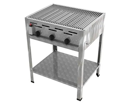 ChattenGlut Professional Gastrobräter 3-flammig - Hochwertiger Edelstahl Tischgrill für Flüssiggas, 10,8 kW, ideal für gewerblichen Dauerbetrieb und private Grillpartys. Geringerer Gasverbrauch durch effizientes Brennersystem.