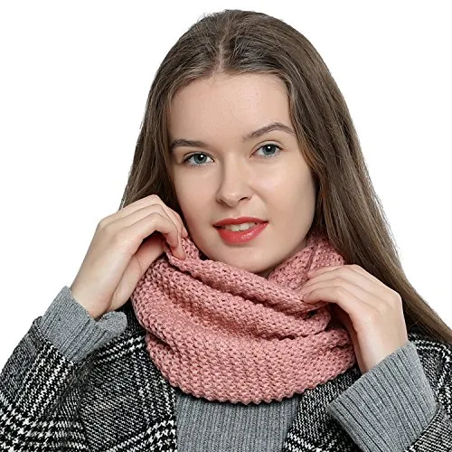 DonDon Loop Schal Damen Winter Schlauchschal Winterschal Rundschal weich und warm rosa