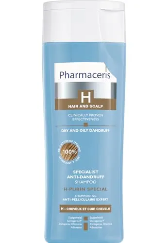 PHARMACERIS H-PURIN SPEZIAL Haarshampoo 250 ml - Shampoo für trockene und fettige Schuppen, mit Scalpshield-Formel zur Wiederherstellung des Mikrobioms und pH-Werts der Kopfhaut. Lindert Juckreiz und Reizungen.