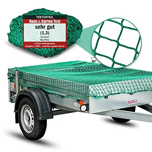 Heimwert Anhängernetz Netz für Anhänger - Extrem VERSTÄRKTES Anhänger Netz mit 12 Befestigungshaken I Ladungssicherungsnetz 3x2 Netz Anhänger Ladungssicherung Netz PKW Anhänger Zubehör 2x3 (3x2m)