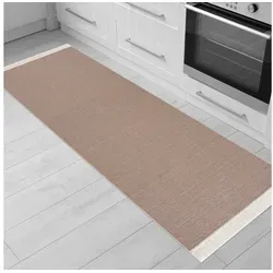 Fashion4Home Boho Teppich Läufer - Beidseitig verwendbar, Beige, 60x180 cm - Teppich Läufer für Wohnzimmer, Schlafzimmer, Küche und mehr. Beidseitig verwendbar mit handgeknüpften Fransen – ein stilvolles Highlight für jeden Raum!