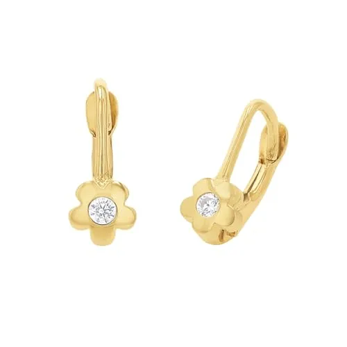 Amor Ohrhänger für Mädchen, Goldene Blumen mit Zirkonia von Amor