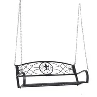 Outsunny Hängebank 2-Sitzer Gartenschaukel - Verandaschaukeln für romantische Sommerabende: Diese stabile Schaukelbank aus pulverbeschichtetem Metall bietet Platz für zwei und besticht durch ihr elegantes Design in edlem Schwarz.