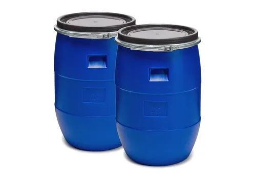 Garronda Set 2x 60 Liter Deckelfass - Set aus 2 robusten 60L Fässern aus ungiftigem HDPE, ideal für Garten, Lebensmittelaufbewahrung oder als Regenwasserfass. BPA-frei und vielseitig einsetzbar!