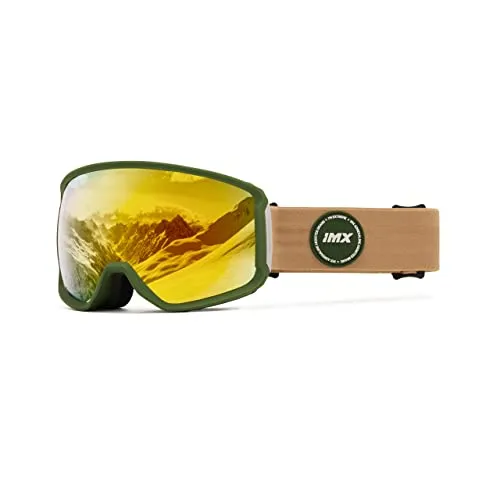 IMX RACING Peak Skibrille Snowboardbrille | Dreilagiger Schwamm | DualLens | Kratzfest Anti Fog und UV Beschichtung | Breitband mit Silikondruck