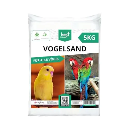 Best For Home Vogelsand | Vogelsand 5kg für Käfig | Quarzsand Vogelsand - Leicht zu dosieren und gleichmäßig zu verteilen | Papagei Sand Idealer Bodengrund für Käfige und Volieren