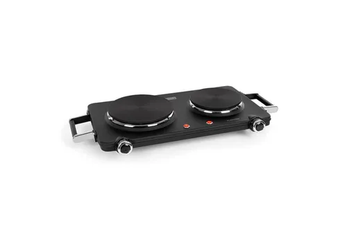 Klarstein Cookorama Doppelkochplatte - Kochfeld mit 2 Gusseisenplatten, 5 Heizstufen und 1900-2250 Watt Leistung – ideal für schnelle und gleichmäßige Zubereitung von Eintöpfen, Gemüse und Steaks in kleinen Haushalten.