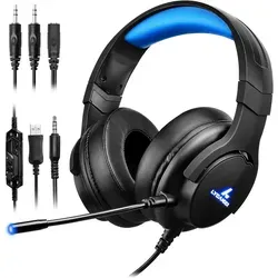 LYCANDER Gaming Headset Over-Ear mit Mikrofon und LED für PC, PS4, Xbox One, Switch – klarer Sound & tiefer Bass