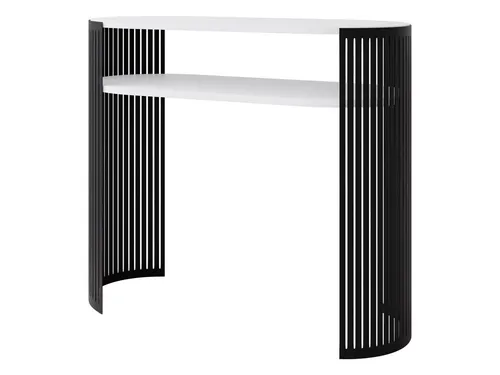 Mirjan24 Konsolentisch Oval in Schwarz und Weiß - Eleganter Konsolentisch aus Holzwerkstoff, ideal für Ihr Wohnzimmer. Maße: 100x86x30 cm. Stabiler Stahlrahmen, pulverbeschichtet. Einfache Montage, Lieferung bis zur ersten Tür.