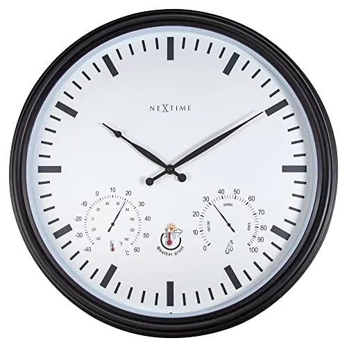 NeXtime 4306ZW Wanduhr - Moderne Kunststoffuhr in Schwarz, 50.8cm - Wohnaccessoires mit elegantem Design: Diese 50.8cm große Wanduhr aus Kunststoff bietet eine präzise Schrittbewegung und ist ein stilvolles Highlight für jeden Raum.
