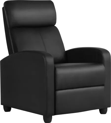 Yaheetech Relaxsessel Fernsehsessel Einzelsofa Ruhesessel Cinemasessel Sofa Recliner TV Hocker Sofa Bein-Ablage Kunstleder Schwarz