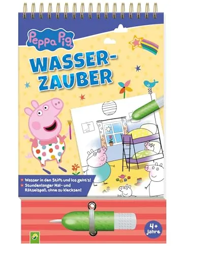 Peppa Pig Wasserzauber - Wassermalbuch ab 3 Jahren: Peppa Wutz Wasserstift Malbuch mit Wassertankstift I Geschenk für Mädchen und Jungen