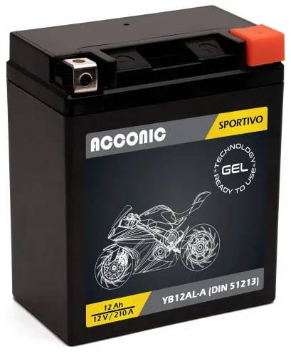 ACCONIC Sportivo GEL YB12AL-A Motorradbatterie 12 Ah 12V (DIN 51213)