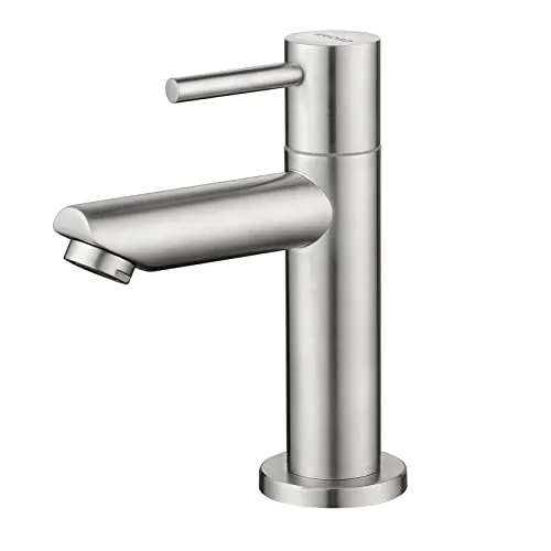 CECIPA Kaltwasserarmatur mit Anschlussschlauch, Waschbeckenarmatur mit Auslauf Höhe 93.4 mm für Gäste WC, Kaltwasserhahn Gäste WC für Badezimmer