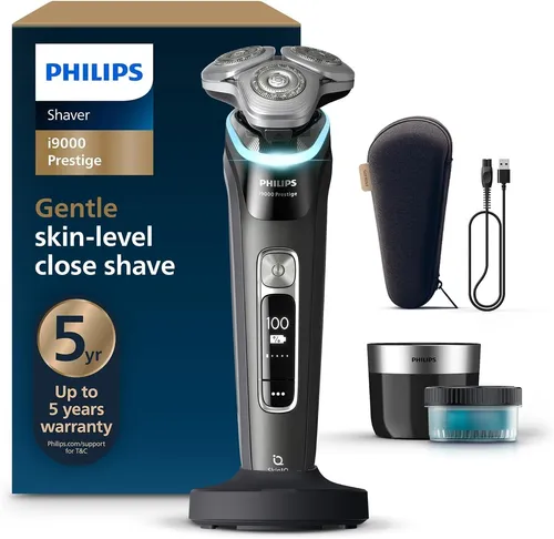 Philips Rasierer i9000 Prestige Series 9000 Wet & Dry - Herrenrasierer mit 3 Scherköpfen, abwaschbar und ideal für eine sanfte Nass- oder Trockenrasur. Perfekt für ein gepflegtes Erscheinungsbild.