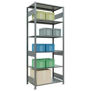 Regal MULTIplus150 12761 - Robustes Regal mit 6 Böden - Werkstatteinrichtung mit aussteifenden Kreuzstreben, höhenverstellbaren Fachböden und einfachem Aufbau. Ideal für mehrstöckige Regalanlagen und Regalzeilen.