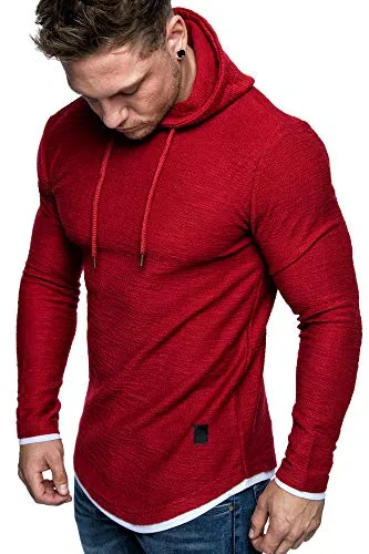 Amaci&Sons Herren 2in1 Oversize Kapuzenpullover Hoodie Sweater Sweatjacke Pullover Sweatshirt 4014 Rot XXL