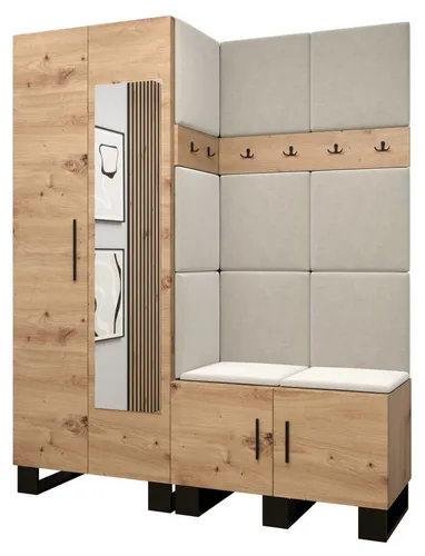 ABIKS MÖBEL Garderoben-Set ARTIN Set 14 mit gepolsterten Paneelen - Stilvolle Garderobe im modernen Design mit gepolsterten Paneelen für zusätzlichen Komfort. Bietet viel Stauraum und schützt die Wand vor Beschädigungen. Ideal für jeden Flur!