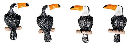 Rayher 46353000 Polyresin Tukan, 3 x 4,5 cm, Btl. 4 Stück