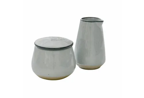 Mirabeau Geschirr-Set Zuckerdose und Milchkännchen Biarré grau, Steinzeug