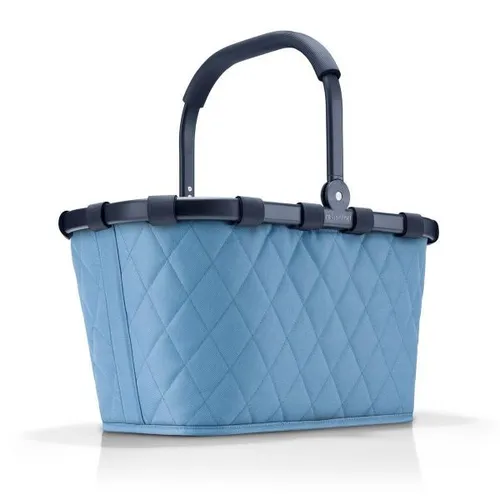 reisenthel carrybag frame rhombus blue - Einkaufskorb mit stabilem Aluminiumrahmen, wasserabweisendem Design und praktischer Innentasche für Wertgegenstände – ideal für Einkäufe und Picknicks.